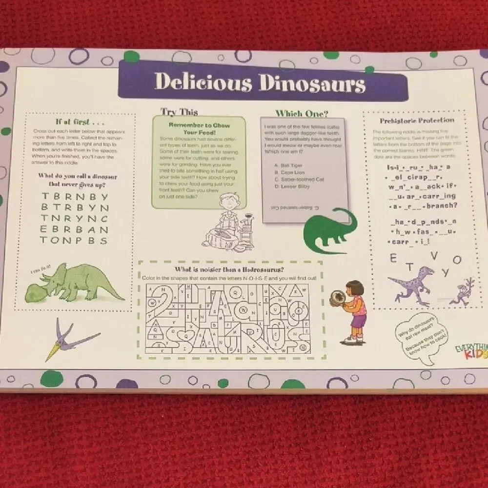 The Everything Kids' Fun with Food Placemats - Amazing Animals 35 Count NWT
